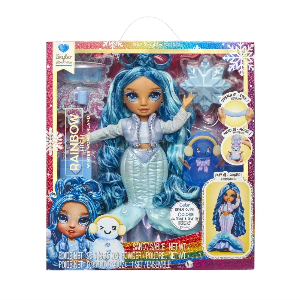 : Rainbow High Winter Wonderland Skyler - Blue 11” Fashion Doll with Magic Snow